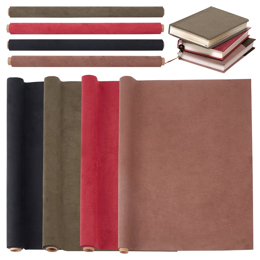4Pcs 4 Style DIY Imitation Leather Cloth with Paper Back for Book Binding Velvet Box Making Mixed Color 420~430x1000x0.1mm 1pc/color DIY
