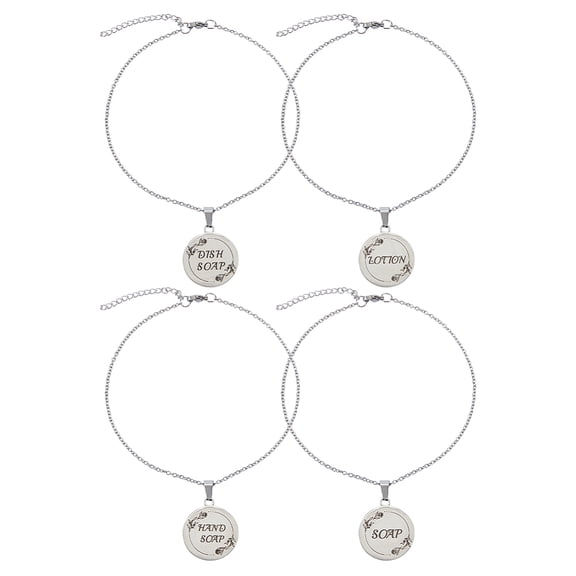 4Pcs 4 Styles 304 Stainless Steel Soap Tags Double-Sided Labels for Bathroom Soap Dispensers Flat Round 10.63 inch(27cm) 1pc/style