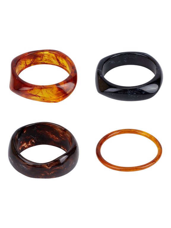 4Pcs 4 Styles Acrylic Bangles Sets Mixed Color Inner Diameter: 2-1/2~2-3/4 inch(6.35~6.85cm) 1style/pc