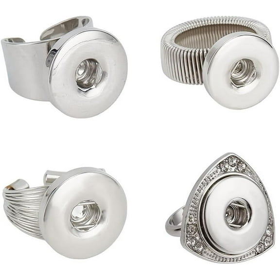4Pcs 4 Styles Alloy Snap Rings for Women Men Platinum Inner Diameter: 17~19.5mm
