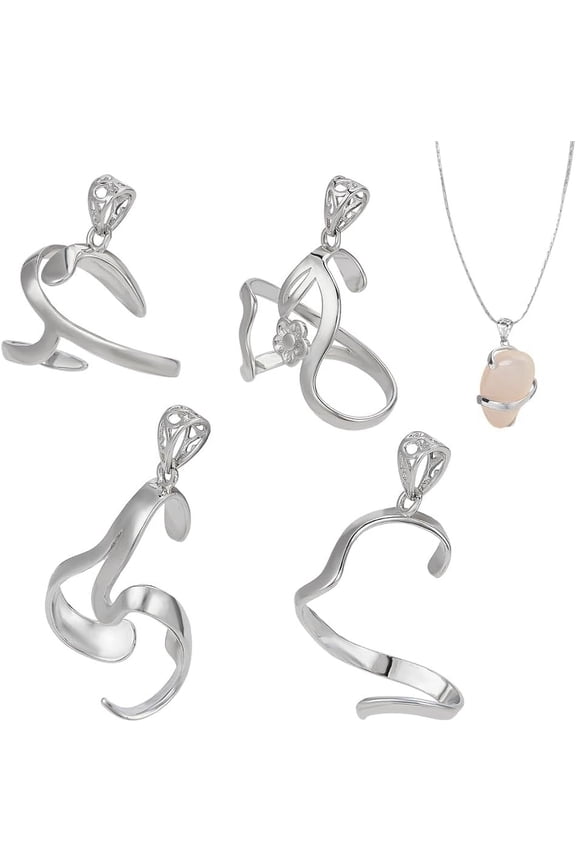 4Pcs 4 Styles Brass Pendant Irregular Cabochon Settings Base Setting fit for Irregular Raw Gemstone Platinum Hole: 4x5.5mm 1pc/style