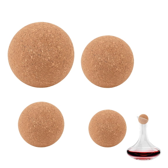 4Pcs 4 Styles Cork Massage Ball Massaging Tools for Back Arm Neck Shoulder Leg Circulation Roller Tissue Massage BurlyWood 30~61mm 1pc/style