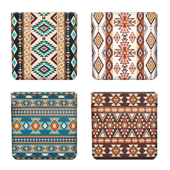 4Pcs 4 Styles Double Sided Printed PU Leather Wallets Floral 120x110mm 1pc/style DIY