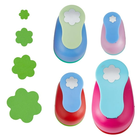 4Pcs 4 Styles Flower Shape Craft Punch Single Crafting Scrapbook Punches Plastic Alloy Craft Punch Paper Shaper Scrapbooking Paper Crafts DIY Making Invitations Greeting Decorations Plastic