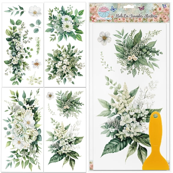 4Pcs 4 Styles Flower and Angel PVC Waterproof Decorative Stickers Self Adhesive Decals for Furniture Decoration Flower 300x150mm 1pc/style 1 Set