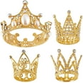 thumbnail image 1 of 4Pcs 4 Styles Golden Cupcake Topper Flower Bouquets Kit Mixed Small Alloy Royal Princess Queen Plastic Peal Rhinestone Tiara for Cake Topper Wedding Birthday Anniversary Party Decor Rose Gold, 1 of 9