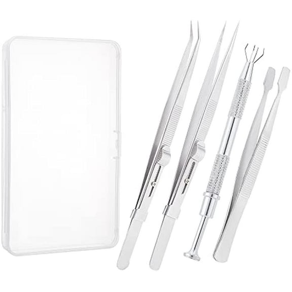 4Pcs 4 Styles Jewelry Picker Gems Holder Stainless Steel Tweezers Diamond Claw Pick up Tool Beads Grabber Diamond Parts Jewelers Tools Jewelry Locking Tweezers