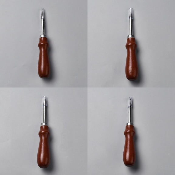 4Pcs 4 Styles Leather Edge Beveler with Beech Wood Handles Cutting Beveling Leather Skiver Tool for DIY Leather Craft Dark Red