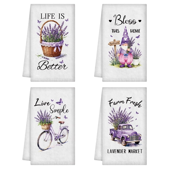 4Pcs 4 Styles Microfiber Cleaning Cloth Kitchen Dishcloths Lavender 600x400mm 1pc/style for DIY