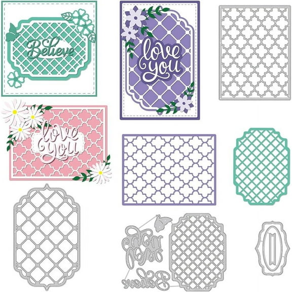 4Pcs 4 Styles Net Lace Frame ·s Grid Background Metal Cutting Dies for DIY Paper Craft Card Making Scrapbooking Decor
