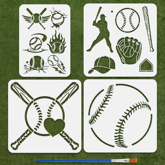 4Pcs 4 Styles PET Hollow Out Drawing Painting Stencils for DIY Scrapbook Photo Album Baseball 210~300x297~300mm 4pc/style diy
