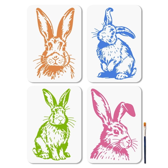 4Pcs 4 Styles PET Hollow Out Drawing Painting Stencils for DIY Scrapbook Photo Album Rabbit 297x210mm 1pc/style for diy