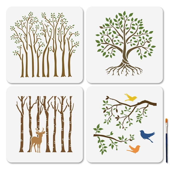 4Pcs 4 Styles PET Hollow Out Drawing Painting Stencils for DIY ...