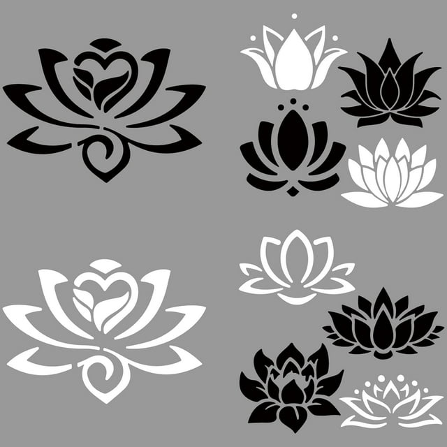 4Pcs 4 Styles PET Waterproof Self-adhesive Car Stickers Reflective Decals for Car Motorcycle Decoration White & Black July Lotus 200x200mm 1pc/style DIY