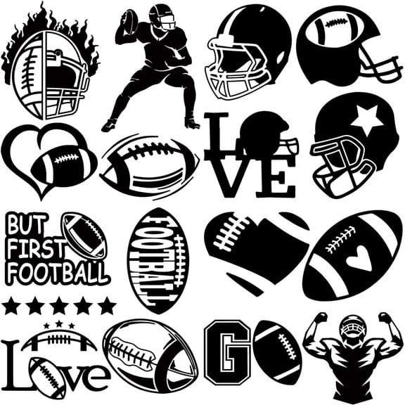4Pcs 4 Styles PET Waterproof Self-adhesive Car Stickers Reflective Decals for Car Motorcycle Decoration Black Rugby 200x200mm 1pc/style DIY