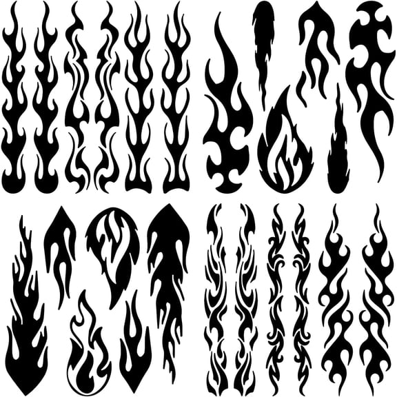 4Pcs 4 Styles PET Waterproof Self-adhesive Car Stickers Reflective Decals for Car Motorcycle Decoration Flame 200x200mm 1pc/style Craft