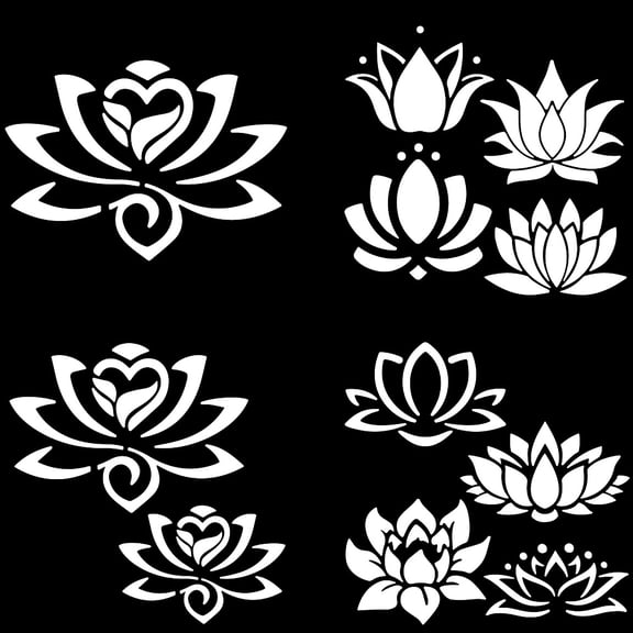 4Pcs 4 Styles PET Waterproof Self-adhesive Car Stickers Reflective Decals for Car Motorcycle Decoration July Lotus 200x200mm 1pc/style