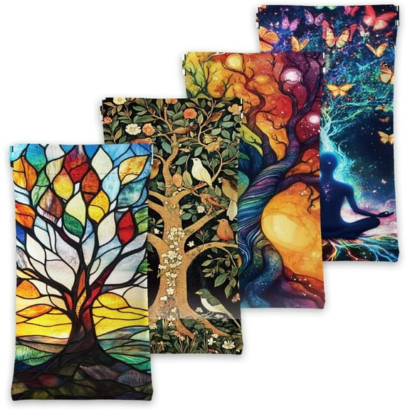 4Pcs 4 Styles PU Leather Rectangle Eyeglass Cases Eyeglass Sunglasses Protector Pouch Tree of Life 180x85mm 1pc/style