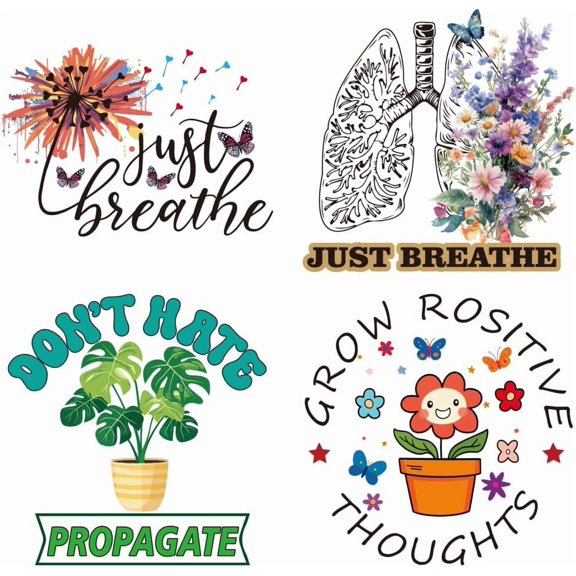 4Pcs 4 Styles Plastic Heat Transfer Film Logo Stickers Set for DIY T-Shirt Bags Hats Mixed Shapes 163~230x219~230mm 1pc/style