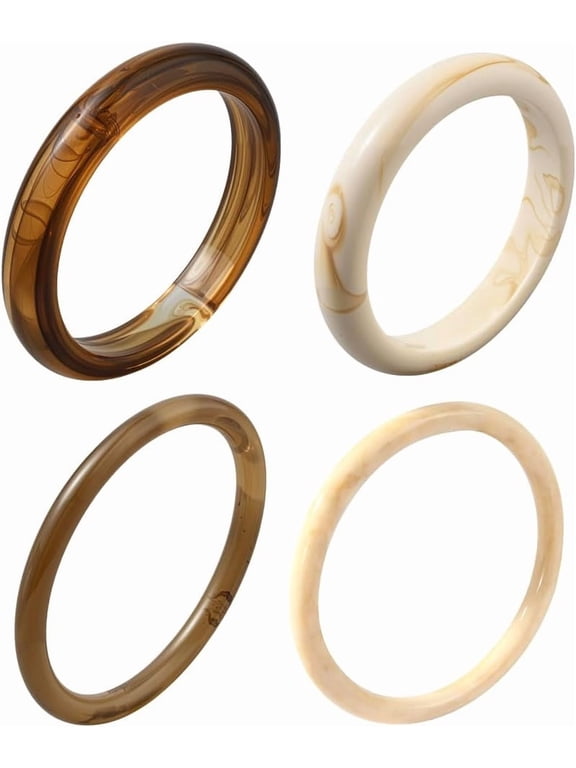 4Pcs 4 Styles Resin Bangles for Women Mixed Color Inner Diameter: 2-1/2 inch(6.25-6.3cm) 1pc/style for DIY