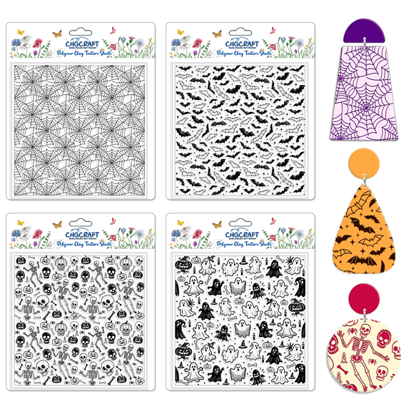 4Pcs 4 Styles Silicone Clay Texture Mat Clay Modeling Pattern Pad Mixed Shapes 140x140x3mm 1pc/style DIY