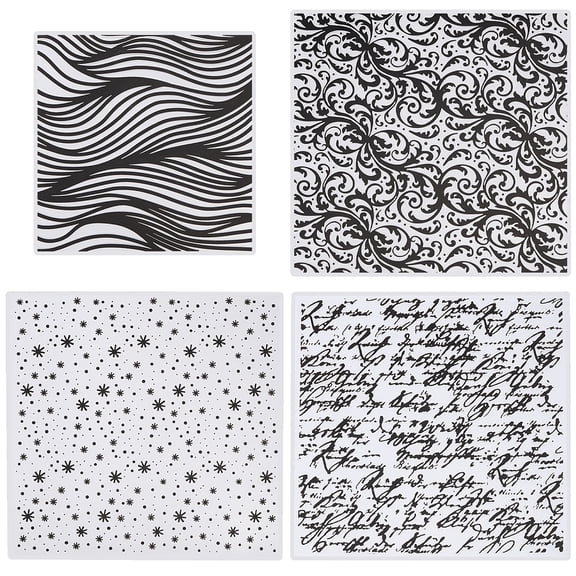 4Pcs 4 Styles Transparent Clear Plastic Embossing Template Folders For DIY Scrapbooking/Photo Album Decorative/Embossed Paper Stamp Sheets