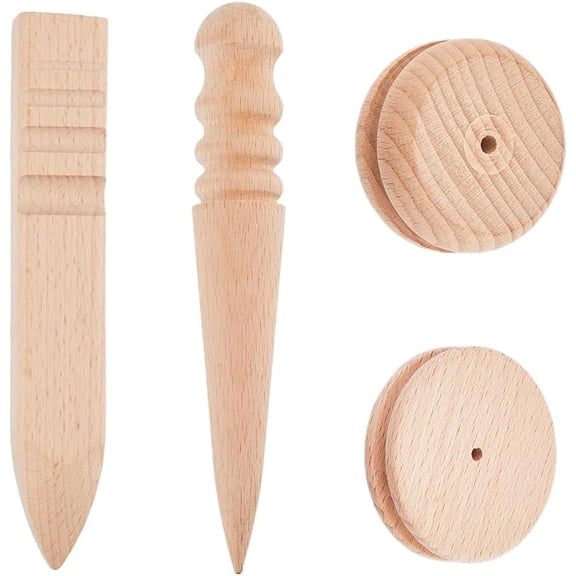 4Pcs 4 Styles Wooden Leather Edge Burnisher Wood Polishing Sanding Tools for Smooth PU Leather Trim Handmade Trimmings Grinding Supplies for Belts Shoe Craft