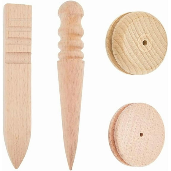 4Pcs 4 Styles Wooden Leather Edge Burnisher Wood Polishing Sanding Tools for Smooth PU Leather Trim Handmade Trimmings Grinding Supplies for Belts Shoe Craft