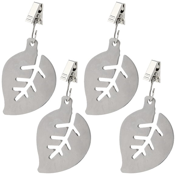 4Pcs 430 Stainless Steel Tablecloth Weights Table Cloth Pendants with Clips Leaf 98mm