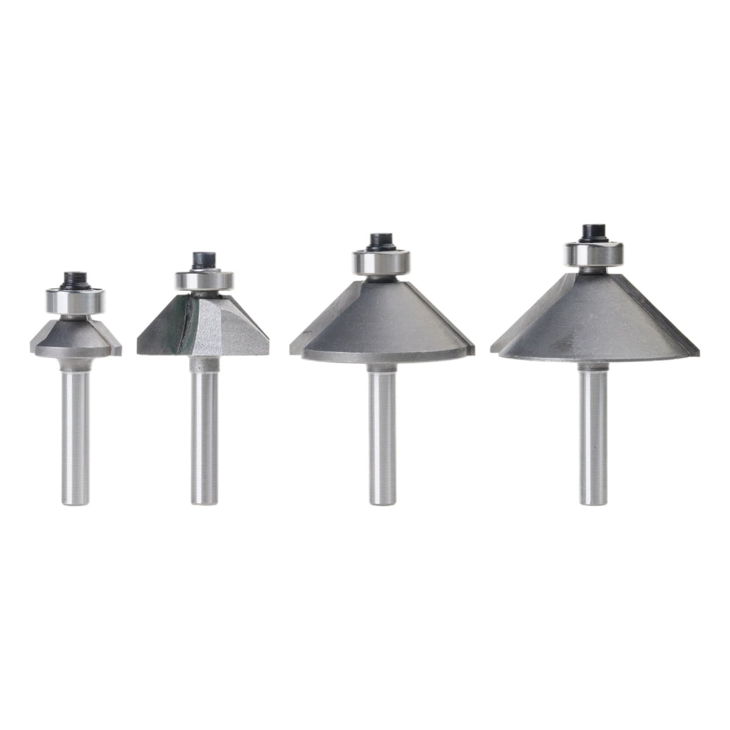 Edge Forming Router Bit 4Pcs 45 Degree Chamfer Routers Bit Forming Edges Hex Shank for Woodwork ...