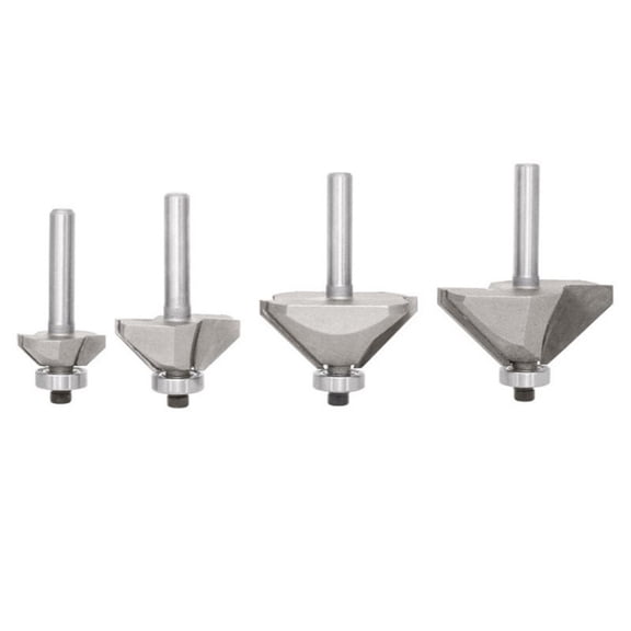 4Pcs 45 Degree Chamfer Routers Bit Hex Shank Edges Forming Bevel Routers Bit Chamfer Bit Miter Angle Milling Cutter Tool