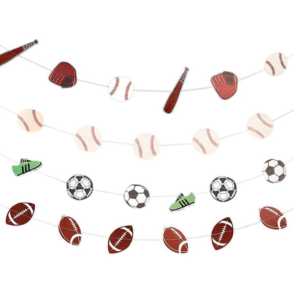 4Pcs 4Style Paper Banners Sports Themed Backdrop Party Supplies Concessions Banner Party Decorations Banner for Birthday Party Sports Theme Party Decoration