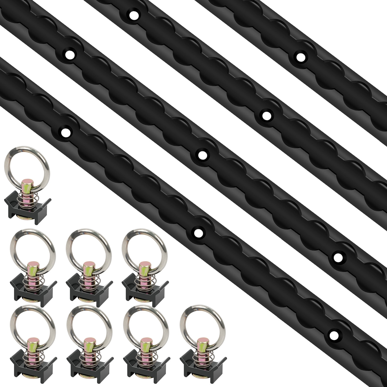4Pcs 4ft L-Track, Aluminum L Tracks Tie Down System with 8 Single Stud ...