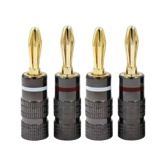 4Pcs 4mm Banana Plug Gold Plated Insert Connector Pin with Screw Lock for Electronics Equipment Testing