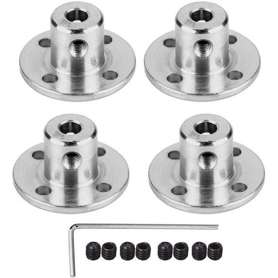 4Pcs 4mm Flange Coupling Connector, Rigid Guide Model Coupler Accessory, Shaft Axis Fittings for DIY RC Model Motors