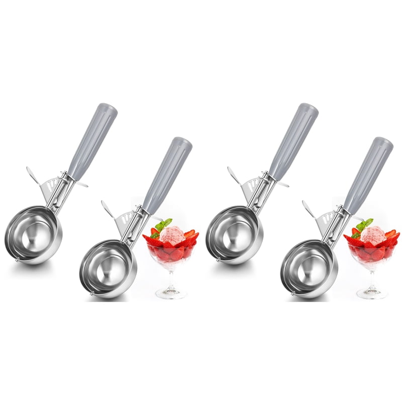 4Pcs 4oz Release Cookie Scoops Ice Cream Scooper with Trigger Release Portion Scoop Stainless Steel for Portion Control