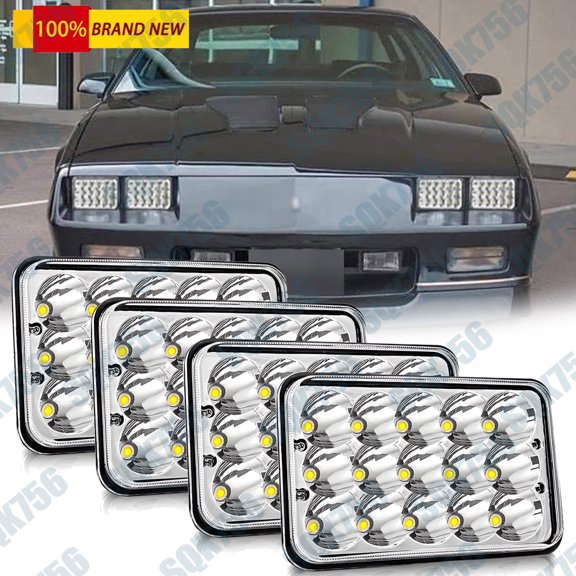 4Pcs 4x6" LED Headlights Hi/Lo Beam For Chevrolet Camaro Iroc-Z Z28 1982-1992