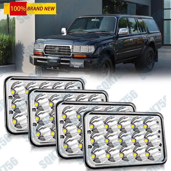 4Pcs 4x6 LED Headlights Hi/Lo Sealed Beam for Toyota Land Cruiser Van Cressida