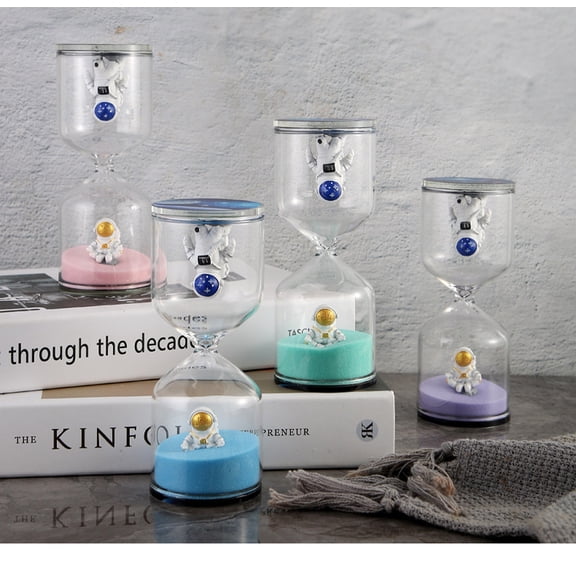 4Pcs 5/10/15/30 Minutes Outer Space Astronauts Hourglass Sand Timer Hourglass Sand Timer (Purple - 5Minutes;Green -10Minutes;Blue-15/30 Minutes;)