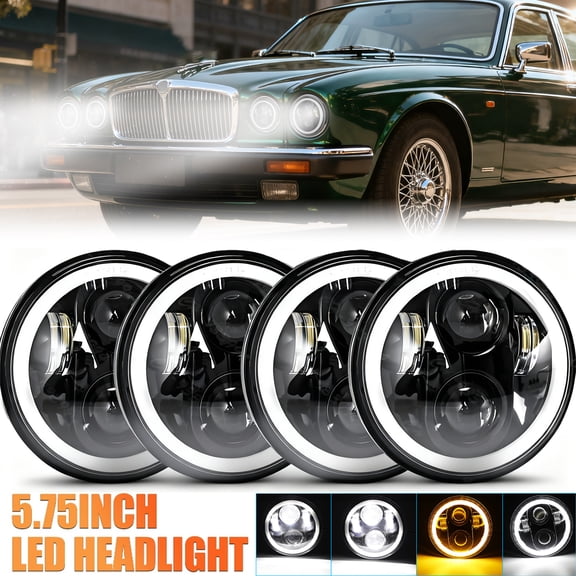 4Pcs 5.75" Round LED Headlights with DRL & High-Low Beam - Fit Jaguar XJ6/XJS/XJ12