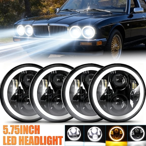 4Pcs 5.75" Round LED Headlights with DRL & High-Low Beam - Fit Jaguar XJ6/XJS/XJ12