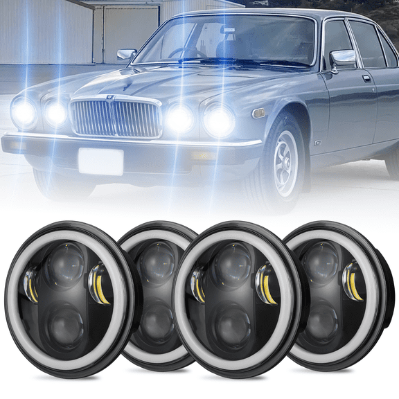 4Pcs 5.75" inch Round LED Headlights DRL High-Low Beam for Jaguar XJ6 XJS XJ12 1972-1989