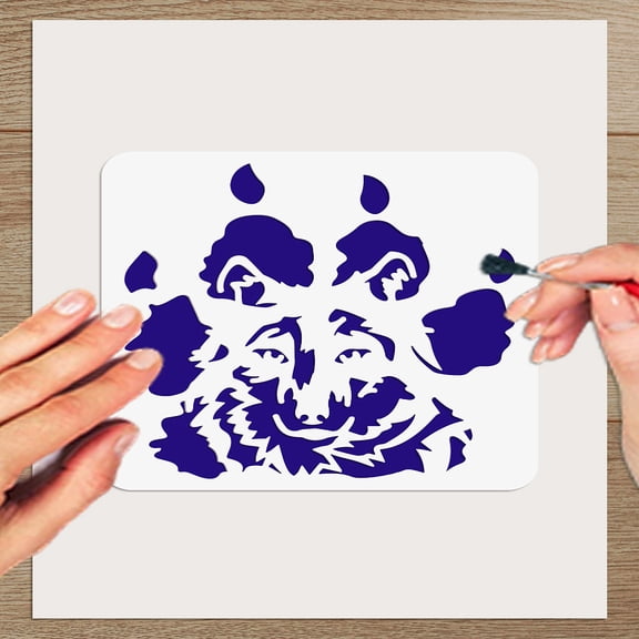 4Pcs 5.9x5.9 inch Animal Plastic Painting Stencil Plant Drawing Templates Wolf Head Forest Reusable Template