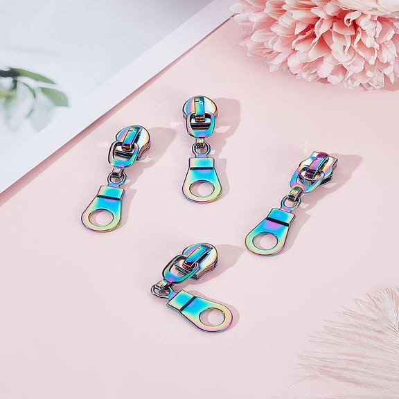 4Pcs #5 Alloy Zipper Sliders Zip Pull Heads Rainbow Color 4.5cm DIY