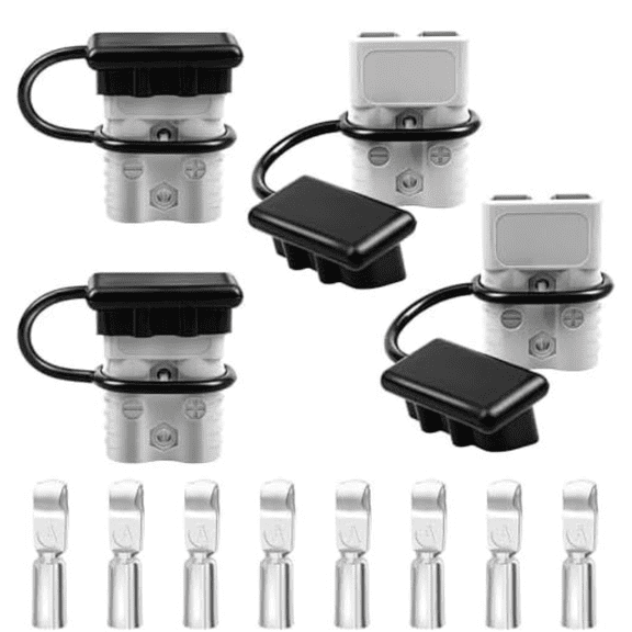 4Pcs 50A 600V Anderson Connector Quick Plug Kit , Waterproof Cover with Bracket for Truck RV Forklift Golf Cart Marine Equipment, Heavy Duty Electrical Connector