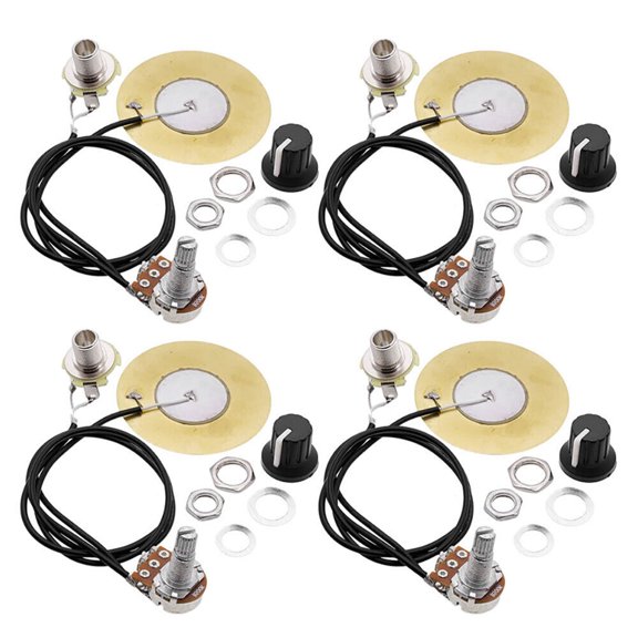 4Pcs 50MM Guitar Pickup Piezo Transducer Prewired Amplifier with 6.35MM Output