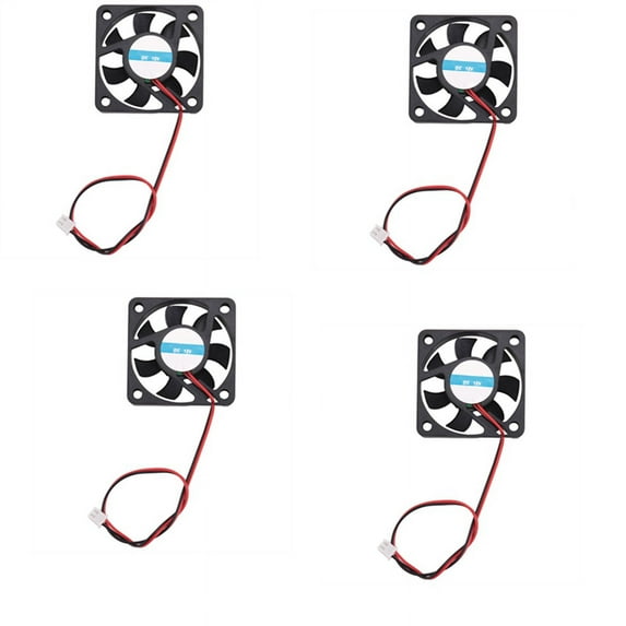 4Pcs 50mm x 50mm x 10mm 5010 DC 12V 0.1A 2Pin Brushless Cooling Fan