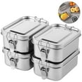 thumbnail image 1 of 4Pcs 550ML Bento Boxes, Stainless Steel Lunch Boxes, Portable Metal Food Storage Containers, Reusable Dishwasher Safe Snack Boxes, Lockable Clips to Leak Proof, 1 of 6