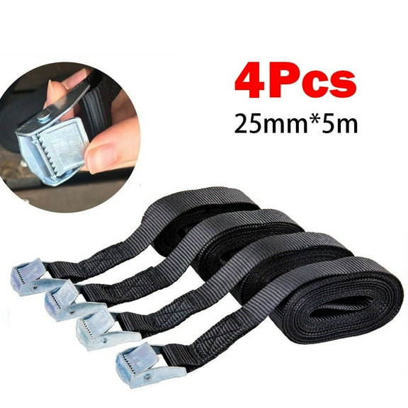 4Pcs 5M Buckle Cam Tie Down Belts Cargo Straps Lugga Roof Rack Lashing Rope