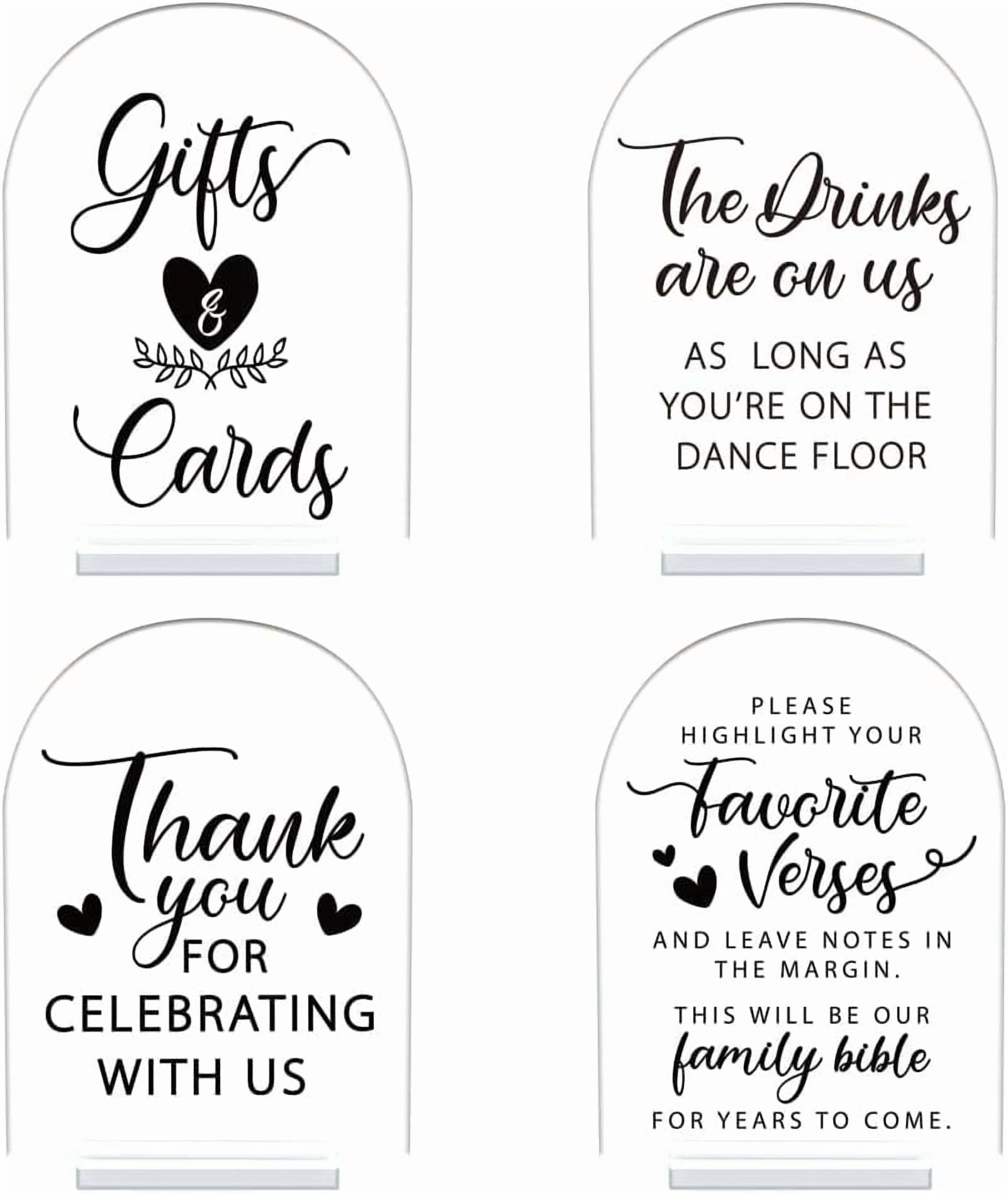 4Pcs 5x7 Inch Acrylic Wedding Signs with Stands Clear Acrylic Wedding ...